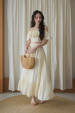 LANNY OFF SHOULDER CROP TOP (CREAM YELLOW) LANNY OFF SHOULDER CROP TOP (CREAM YELLOW)