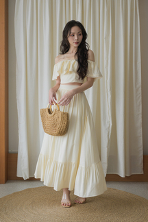 LANNY OFF SHOULDER CROP TOP (CREAM YELLOW)