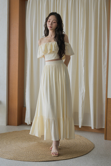 TYLIN HIGH WAISTED RUFFLES SKIRT (CREAM YELLOW)
