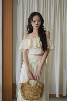 LANNY OFF SHOULDER CROP TOP (CREAM YELLOW)
