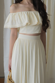 LANNY OFF SHOULDER CROP TOP (CREAM YELLOW) LANNY OFF SHOULDER CROP TOP (CREAM YELLOW)