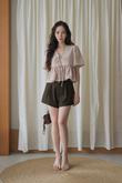 EVA SELF-TIE RIBBON BABYDOLL TOP (NUDE)