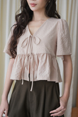 EVA SELF-TIE RIBBON BABYDOLL TOP (NUDE)