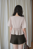 EVA SELF-TIE RIBBON BABYDOLL TOP (NUDE)