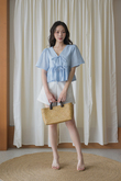 EVA SELF-TIE RIBBON BABYDOLL TOP (BABY BLUE) EVA SELF-TIE RIBBON BABYDOLL TOP (BABY BLUE)