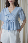 EVA SELF-TIE RIBBON BABYDOLL TOP (BABY BLUE) EVA SELF-TIE RIBBON BABYDOLL TOP (BABY BLUE)