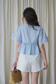EVA SELF-TIE RIBBON BABYDOLL TOP (BABY BLUE) EVA SELF-TIE RIBBON BABYDOLL TOP (BABY BLUE)