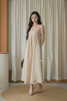 *BACKORDER* SHERLEE CAMI ELASTIC DRESS (BEIGE) 