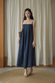 *BACKORDER* SHERLEE CAMI ELASTIC DRESS (DARK BLUE) 