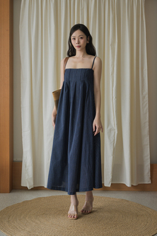 *BACKORDER* SHERLEE CAMI ELASTIC DRESS (DARK BLUE) 