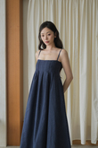 *BACKORDER* SHERLEE CAMI ELASTIC DRESS (DARK BLUE) 