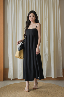 *BACKORDER* SHERLEE CAMI ELASTIC DRESS (BLACK) 