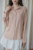 FRANCLIA OVERSIZED BUTTON FRONT SHIRT (PEACH) FRANCLIA OVERSIZED BUTTON FRONT SHIRT (PEACH)