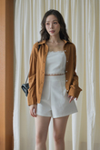 FRANCLIA OVERSIZED BUTTON FRONT SHIRT (BROWN)