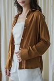 FRANCLIA OVERSIZED BUTTON FRONT SHIRT (BROWN)