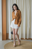 FRANCLIA OVERSIZED BUTTON FRONT SHIRT (BROWN)