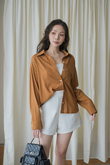 FRANCLIA OVERSIZED BUTTON FRONT SHIRT (BROWN)
