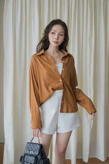 FRANCLIA OVERSIZED BUTTON FRONT SHIRT (BROWN)