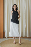 SHEROL COWL NECK LACE TOP (BLACK) SHEROL COWL NECK LACE TOP (BLACK)