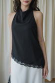SHEROL COWL NECK LACE TOP (BLACK) SHEROL COWL NECK LACE TOP (BLACK)