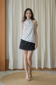 SHEROL COWL NECK LACE TOP (POLKA DOTS)