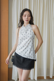 SHEROL COWL NECK LACE TOP (POLKA DOTS) SHEROL COWL NECK LACE TOP (POLKA DOTS)