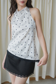 SHEROL COWL NECK LACE TOP (POLKA DOTS) SHEROL COWL NECK LACE TOP (POLKA DOTS)