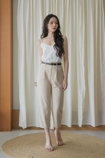 IVAN PLEATED FRONT CROPPED PANTS (NUDE PINK)