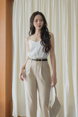 IVAN PLEATED FRONT CROPPED PANTS (NUDE PINK) IVAN PLEATED FRONT CROPPED PANTS (NUDE PINK)