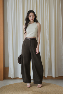 MICHAEL BARREL MID WAIST PANTS (BROWN1)