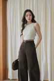 MICHAEL BARREL MID WAIST PANTS (BROWN1) MICHAEL BARREL MID WAIST PANTS (BROWN1)