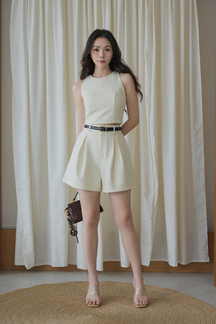GLADYS ROUND NECK CROP TOP (CREAM YELLOW)