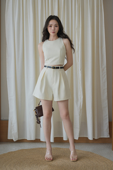 GLADYS ROUND NECK CROP TOP (CREAM YELLOW)