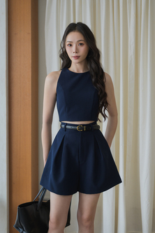 GLADYS ROUND NECK CROP TOP (BLUE1)