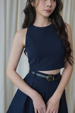 GLADYS ROUND NECK CROP TOP (BLUE1)