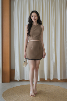 GLADYS ROUND NECK CROP TOP (BROWN)
