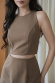 GLADYS ROUND NECK CROP TOP (BROWN) GLADYS ROUND NECK CROP TOP (BROWN)