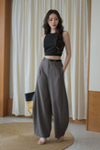 MICHAEL BARREL MID WAIST PANTS (GREY)
