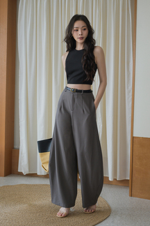 MICHAEL BARREL MID WAIST PANTS (GREY)