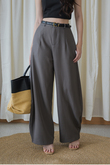 MICHAEL BARREL MID WAIST PANTS (GREY)