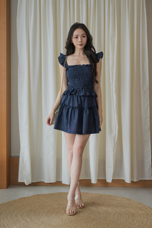 ONA HIGH WAISTED TIERED SKORT (DARK BLUE)