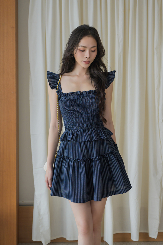 ONA HIGH WAISTED TIERED SKORT (DARK BLUE)
