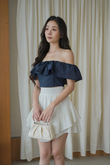 LANNY OFF SHOULDER CROP TOP (DARK BLUE)