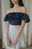 LANNY OFF SHOULDER CROP TOP (DARK BLUE)