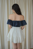 LANNY OFF SHOULDER CROP TOP (DARK BLUE)