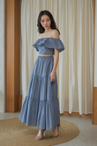 ANAEL ELASTIC TIERED SKIRT (LIGHT BLUE) ANAEL ELASTIC TIERED SKIRT (LIGHT BLUE)