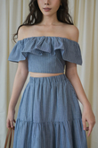 LANNY OFF SHOULDER CROP TOP (LIGHT BLUE) LANNY OFF SHOULDER CROP TOP (LIGHT BLUE)