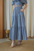 ANAEL ELASTIC TIERED SKIRT (LIGHT BLUE) ANAEL ELASTIC TIERED SKIRT (LIGHT BLUE)