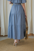ANAEL ELASTIC TIERED SKIRT (LIGHT BLUE) ANAEL ELASTIC TIERED SKIRT (LIGHT BLUE)
