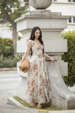 *BACKORDER*ORIANA SWEETHEART MAXI DRESS (BROWN FLORAL) 